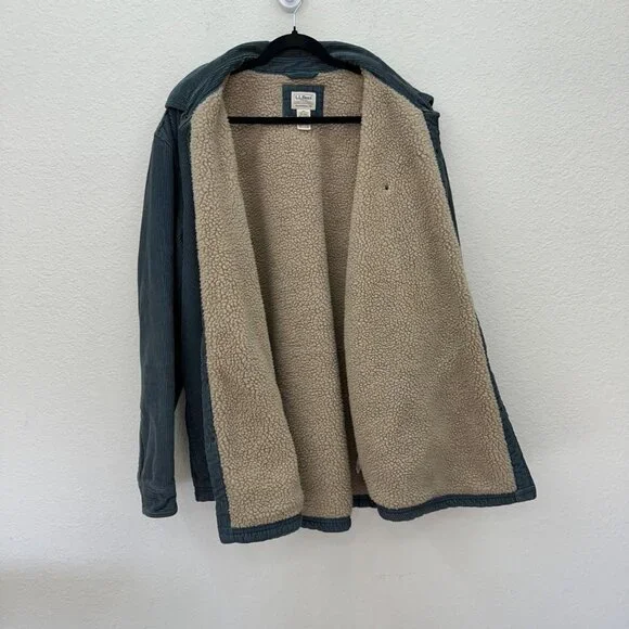 LL Bean 1912 Heritage Sherpa Lined Corduroy Snap Shirt Jac 511554 Mens size XXXL